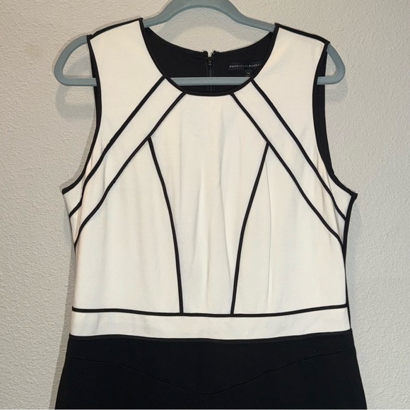 White House Black Market Cream/White Black Sheath Midi Dress 14 - Picture 2 of 12